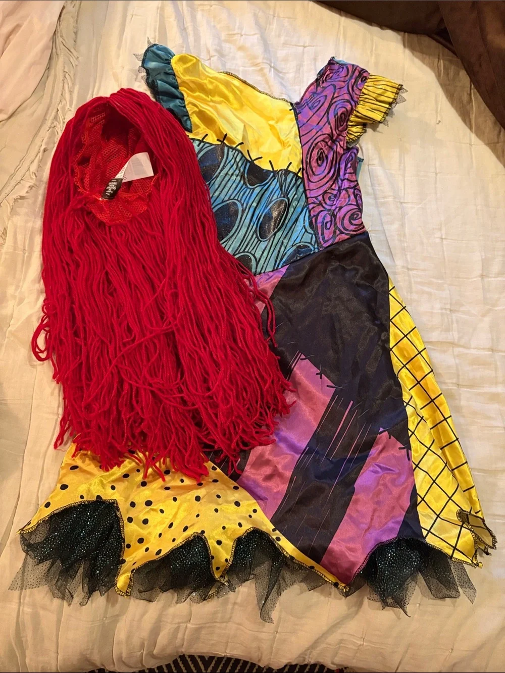 Sally Nightmare Before Halloween Costume Dress with Wig